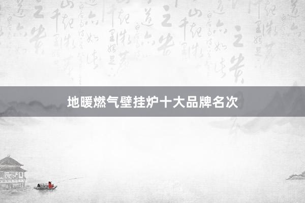 地暖燃气壁挂炉十大品牌名次